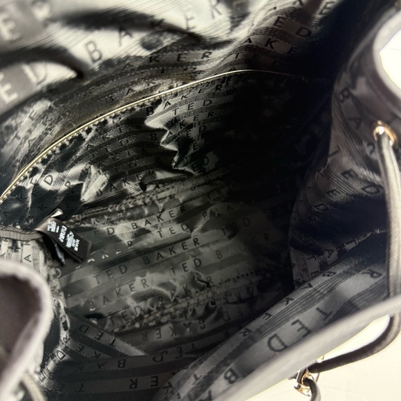 Ted Baker Backpack Black Nylon‎ Rucksack Gold Accent Drawstring Brand New - Picture 9 of 16